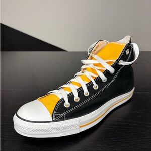 Converse Black and Yellow High-Top Athletic Shoes